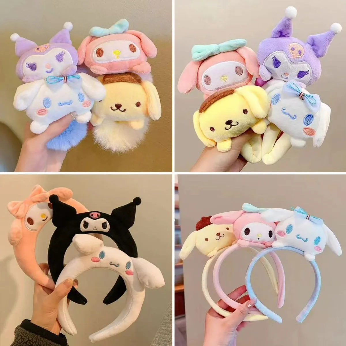 Sanrio Cinnamoroll & My Melody Plush Headband – Cute Cartoon Face Wash Hair Hoop, Soft Kawaii Spa Headband for Skincare Makeup, Non-Slip Hair Accessory for Women Girls